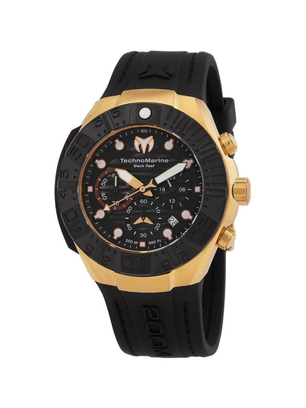 NWT Technomarine Reef Black Chronograph GMT Quartz Black Dial Men's Watch